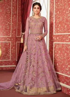 Light Purple Embroidered Anarkali Lehenga Suit