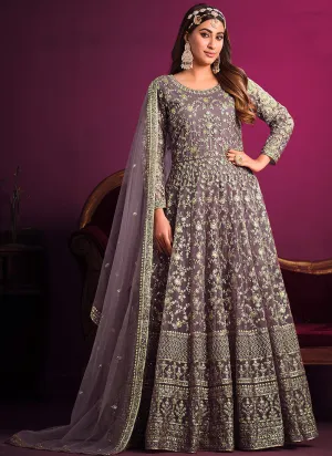 Light Purple Embroidery Festive Anarkali Suit