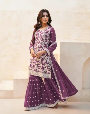 Light Purple Exquisite Faux Georgette Embroidered Salwar Suit