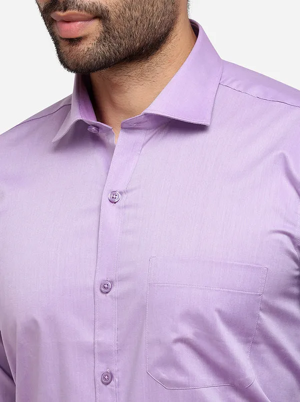 Light Purple Solid Slim Fit Formal Shirt | Metal