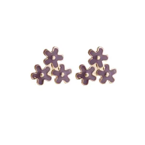 Light Purple Three Small Flowers Invisible Clip On Stud Earrings