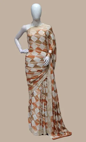 Light Rust Printed Sari