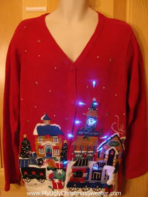 Light Up Christmas Sweater Winter Festive Town