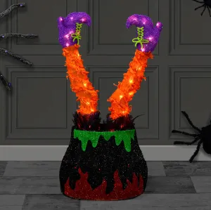 Light Up Witch Legs in Cauldron Halloween Decoration 72cm