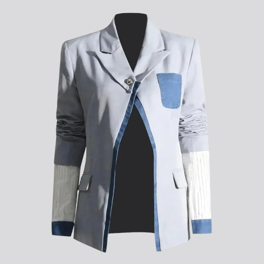 Light-wash denim blazer
 for ladies