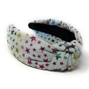 Light Wash Denim Stars Knot Headband