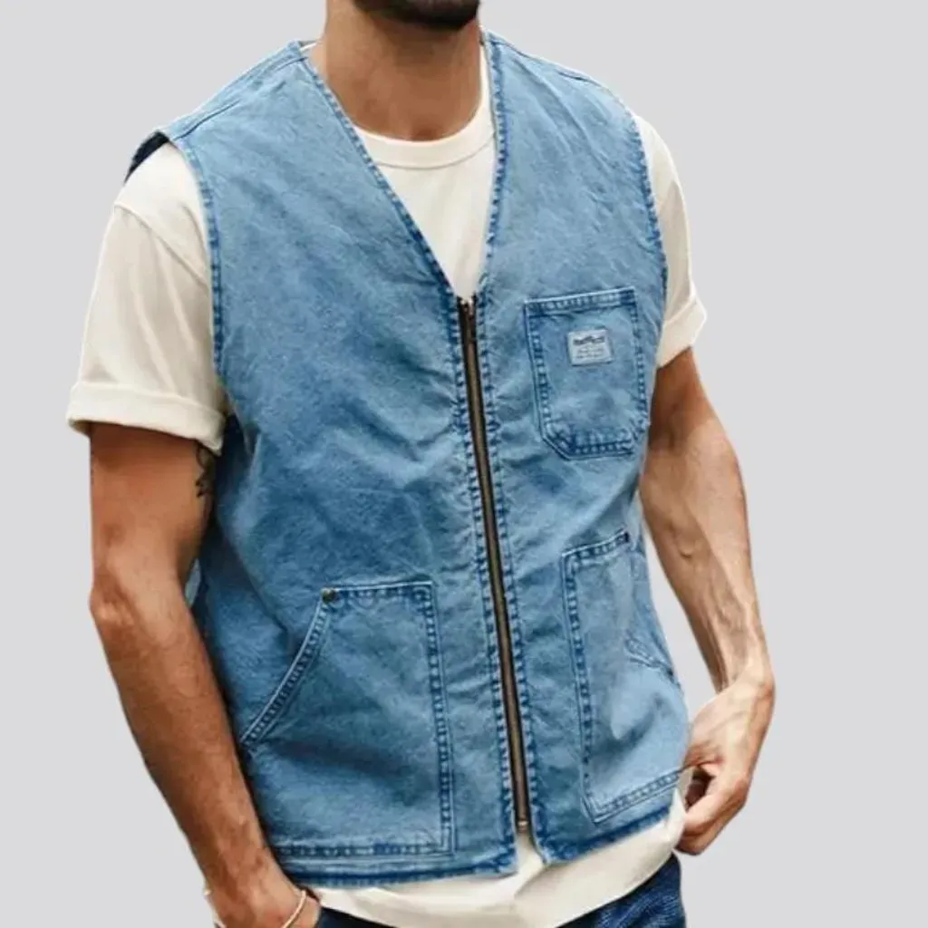 Light-wash regular jean vest
 for men