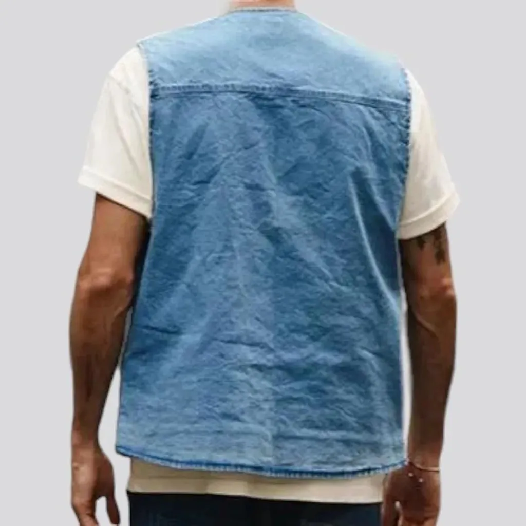 Light-wash regular jean vest
 for men