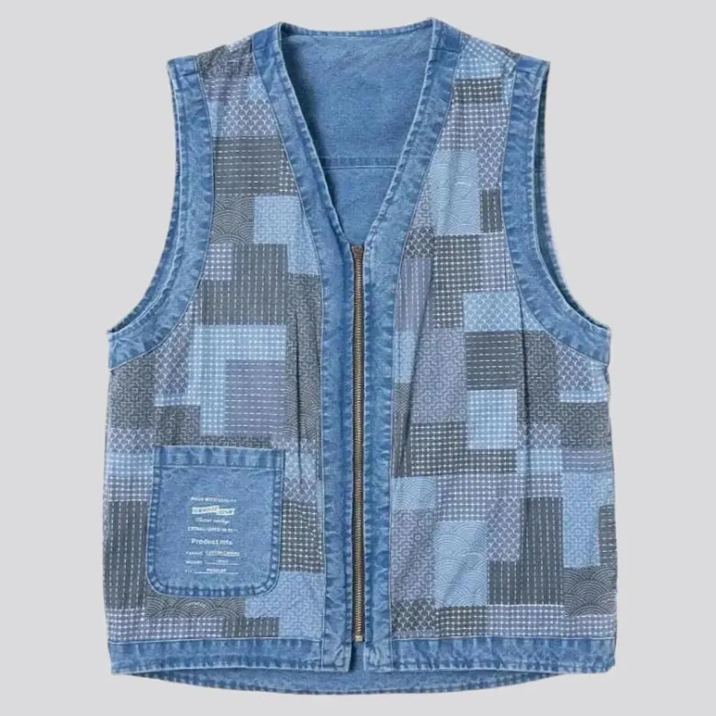 Light-wash regular jean vest
 for men