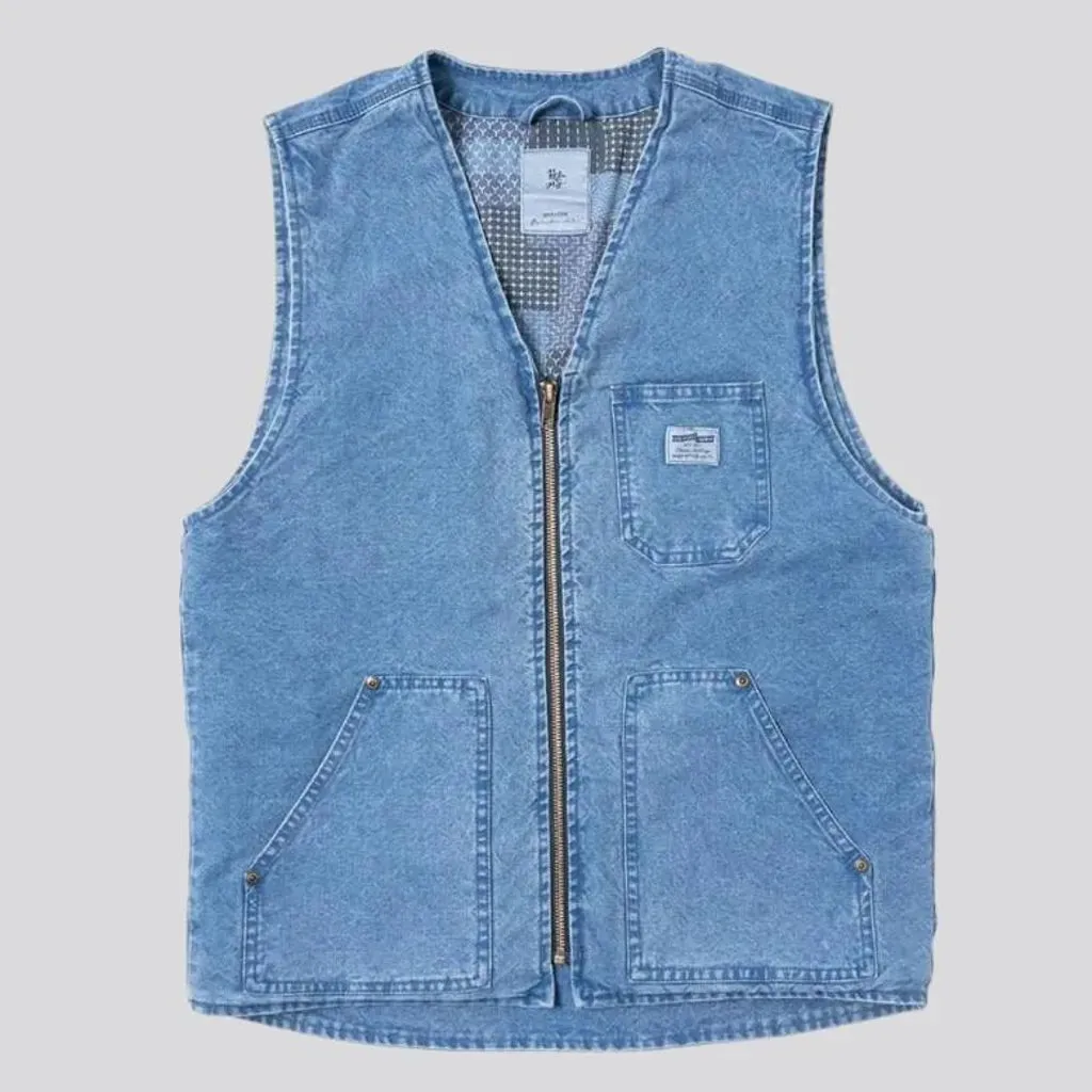 Light-wash regular jean vest
 for men