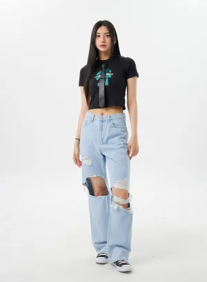 Light Wash Ripped Jeans BY325