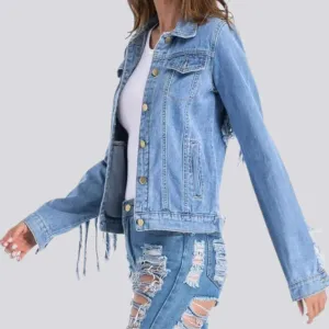 Light-wash slim women's jeans jacket