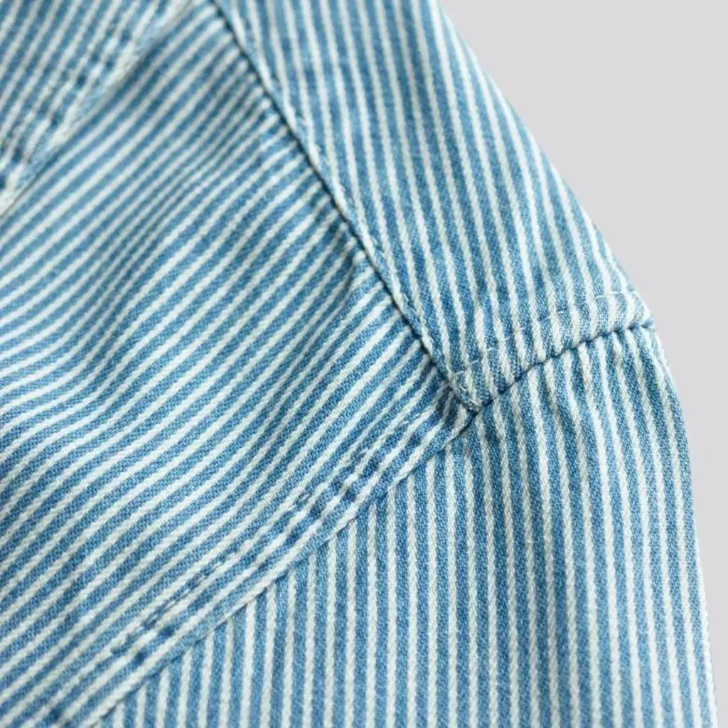 Light wash striped men's denim shirt