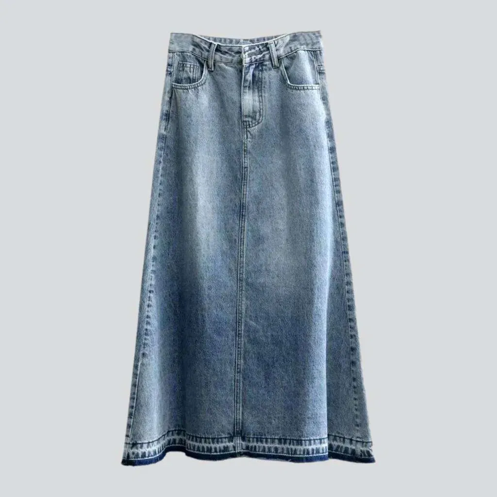 Light wash vintage jean skirt