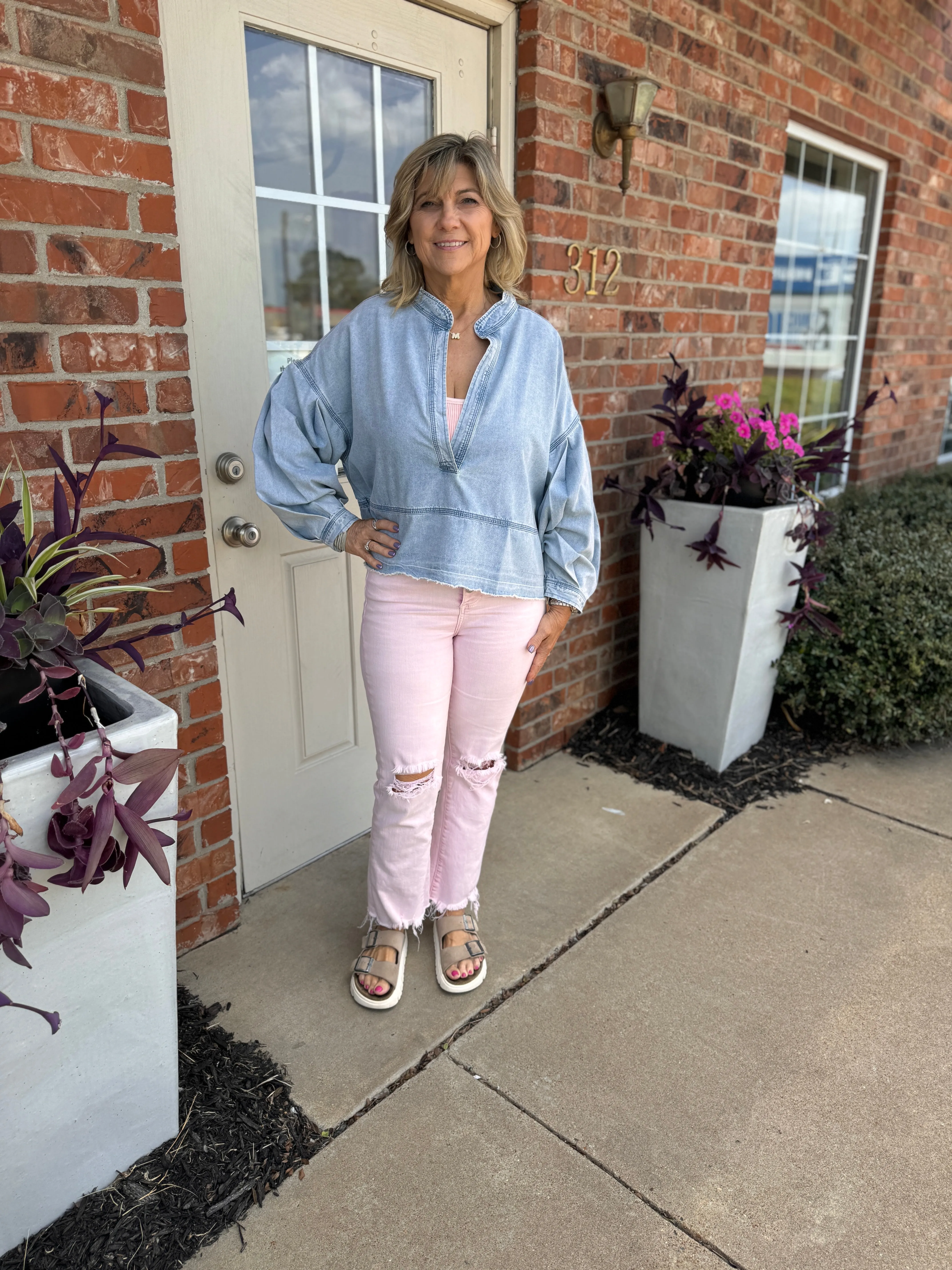 Light Washed Denim Top