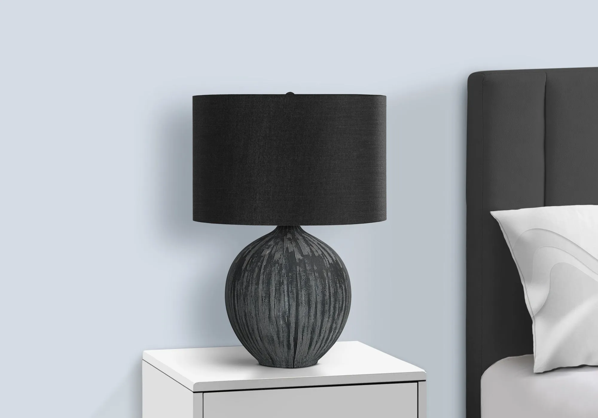 Lighting, 23"h, Table Lamp, Black Ceramic, Black Shade, Contemporary