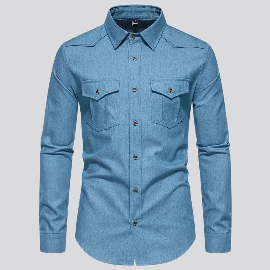 Lightweight average pattern men's jean shirt