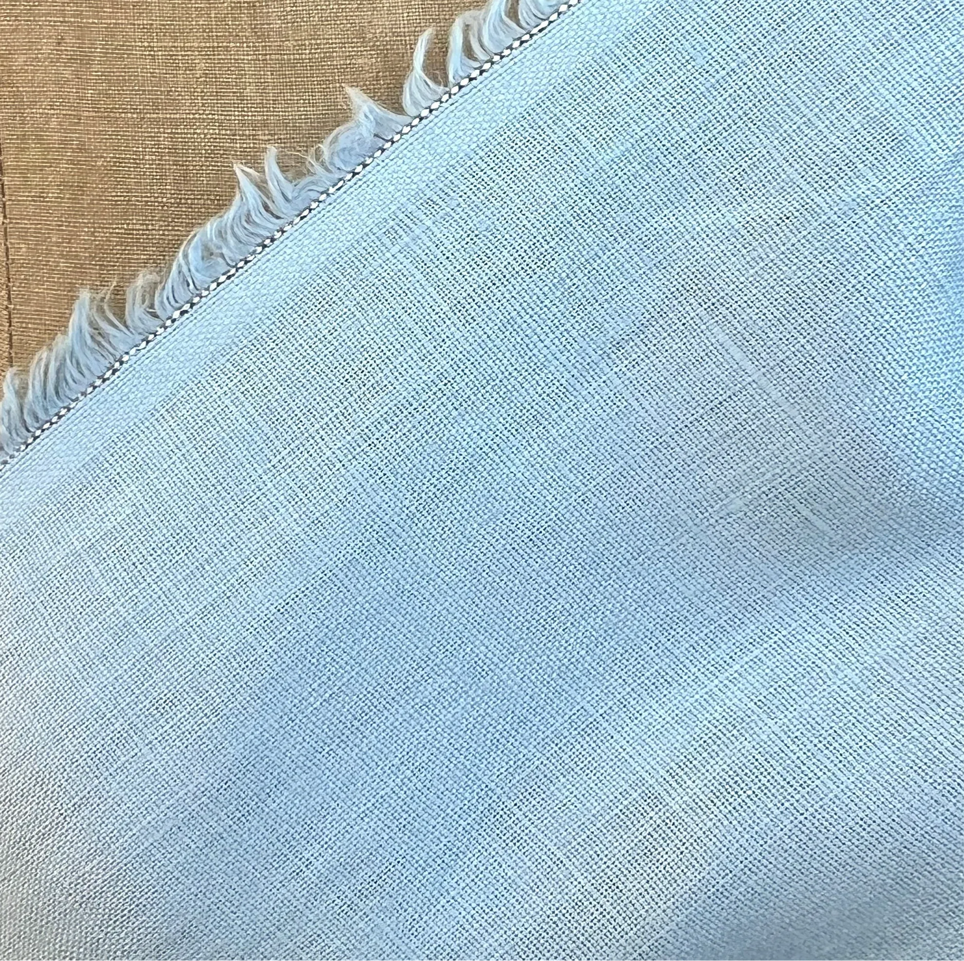 Lightweight Light Blue Chambray Linen Fabric - Half Yard