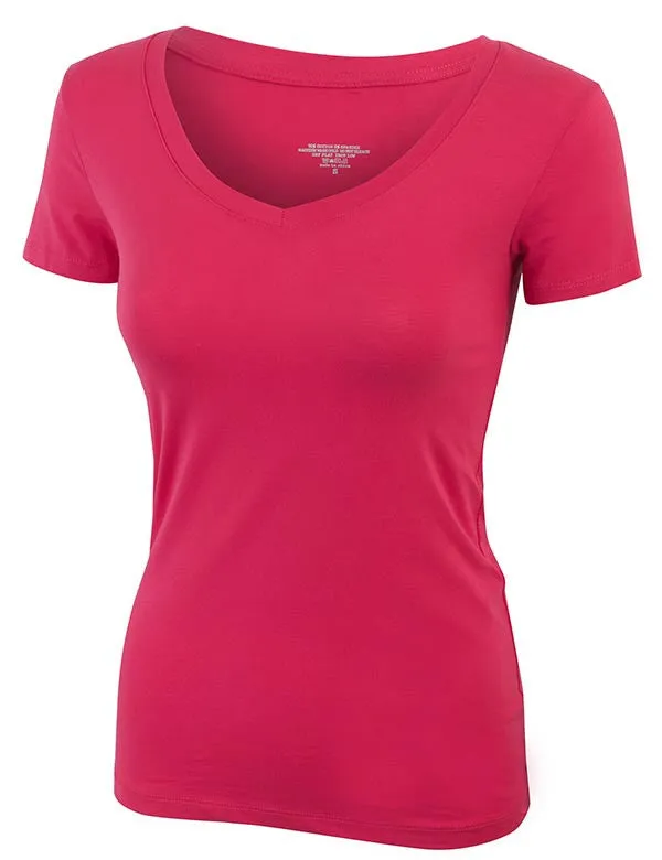 Lightweight Short Sleeve V Neck T Shirt with Comfortable Stretch