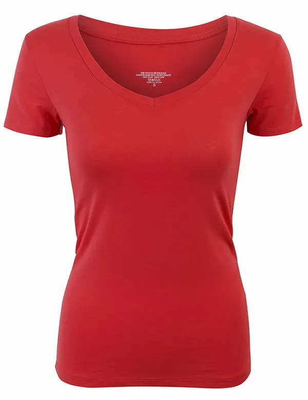 Lightweight Short Sleeve V Neck T Shirt with Comfortable Stretch