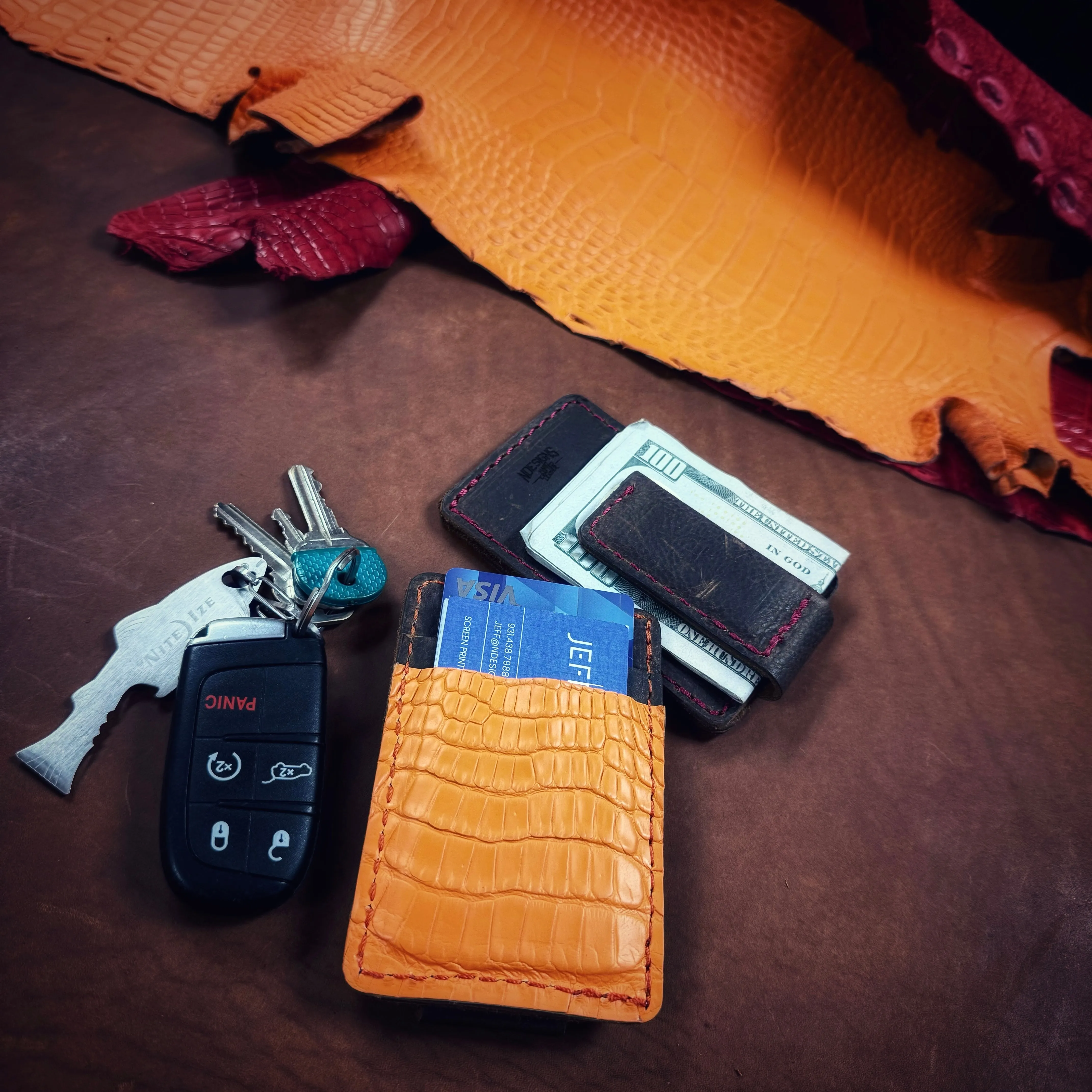 Lil' Hefe Handcrafted Orange Alligator Leather Wallet