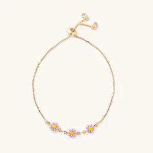 Lilac Daisy Slider Bracelet