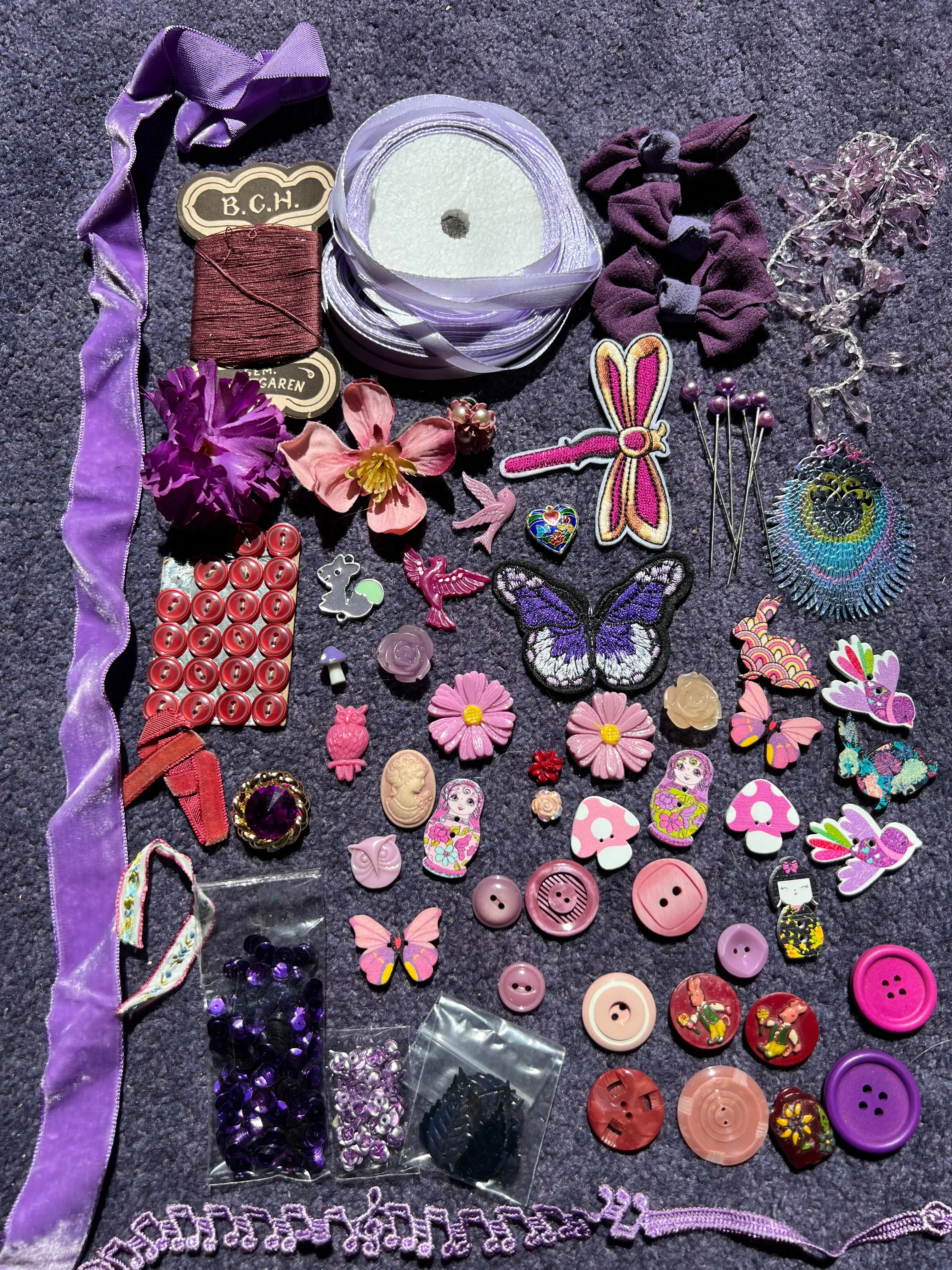 Lilac, Maroon and Purple Vintage Craft Pack