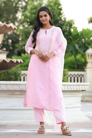 Lilac Pink Pure Chanderi Suit Set