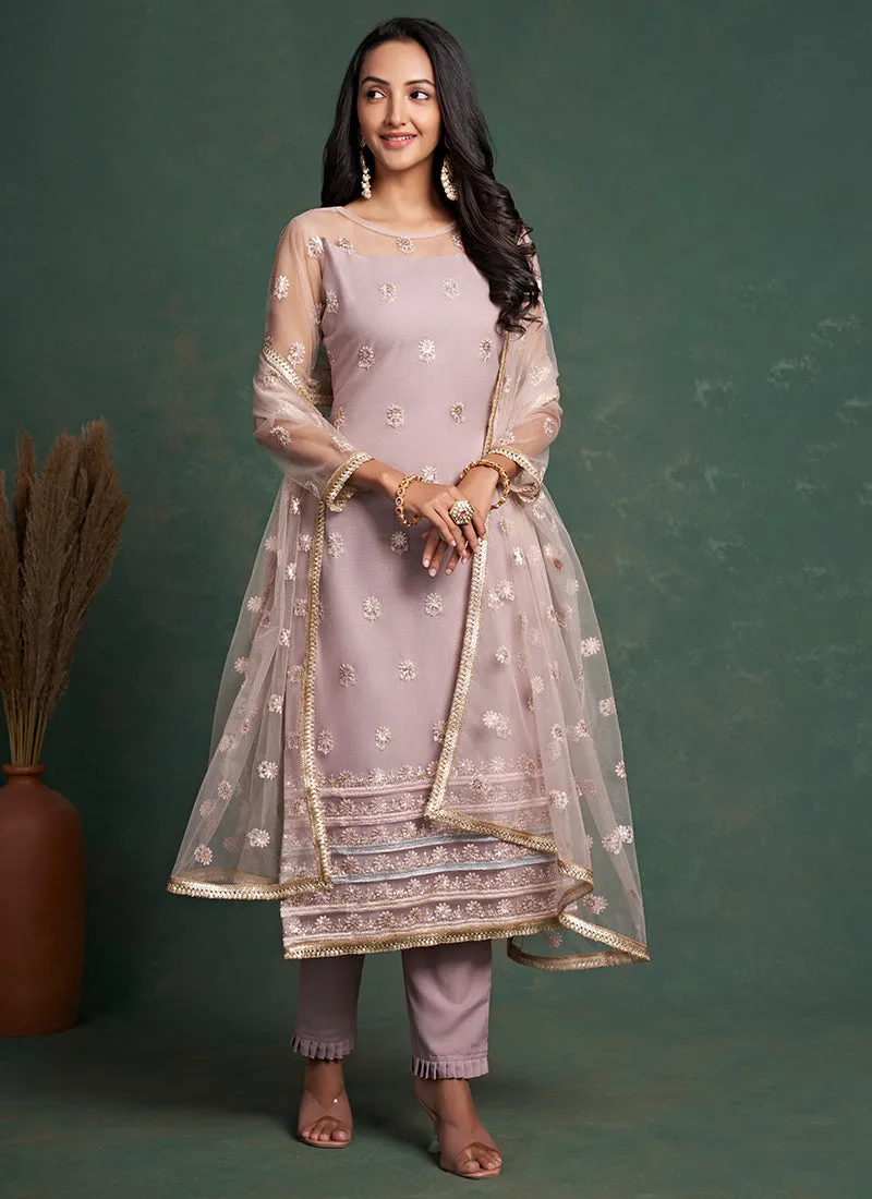 Lilac Purple Embroidery Salwar Suit