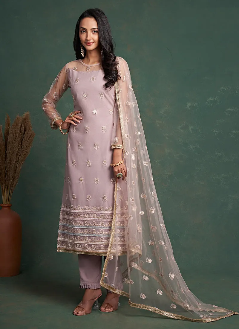 Lilac Purple Embroidery Salwar Suit