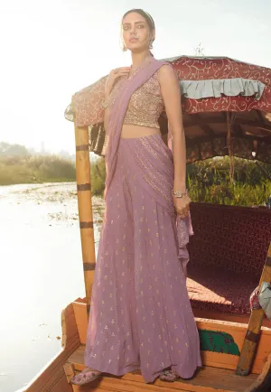 Lilac Purple Sequence Embroidered Gharara Choli