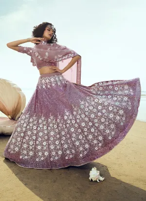 Lilac Purple Sequence Embroidered Lehenga Choli