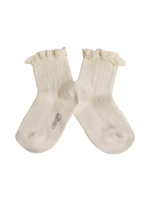 Lili Lace Trim Ribbed Ankle Socks