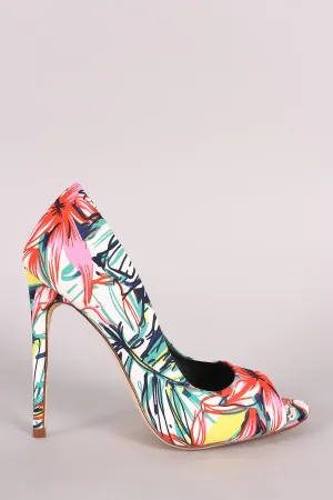 Liliana Floral Print Peep Toe Stiletto Pump