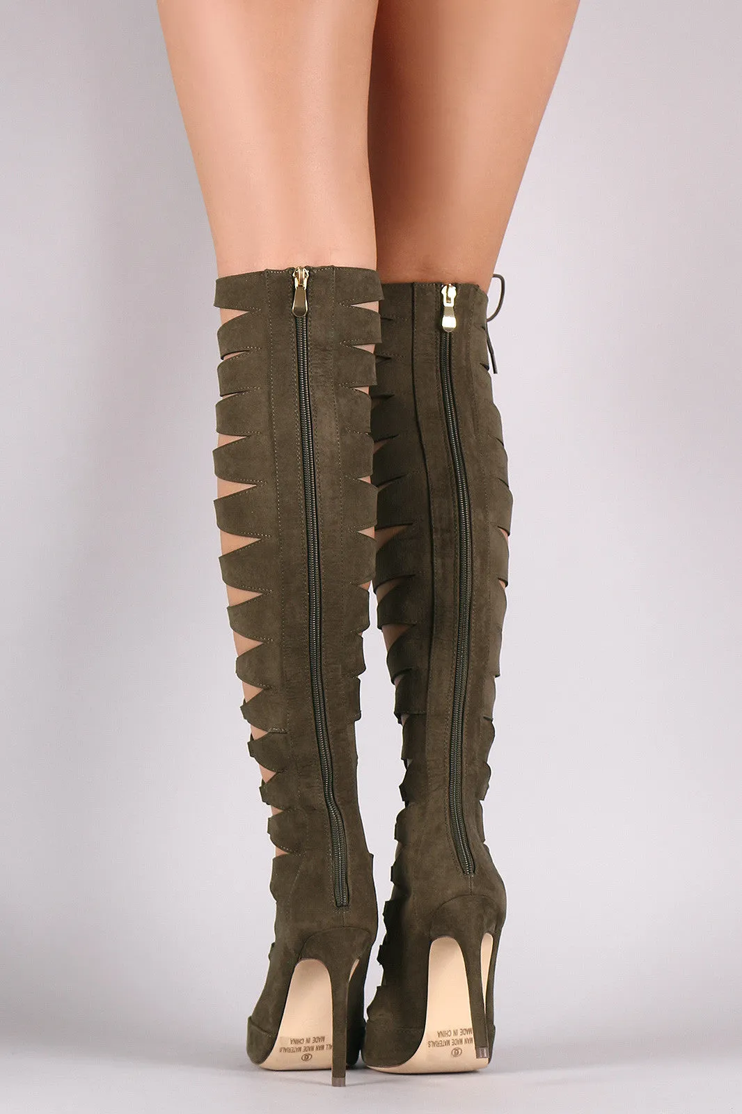 Liliana Lace Up OTK Pointy Toe Stiletto Boots