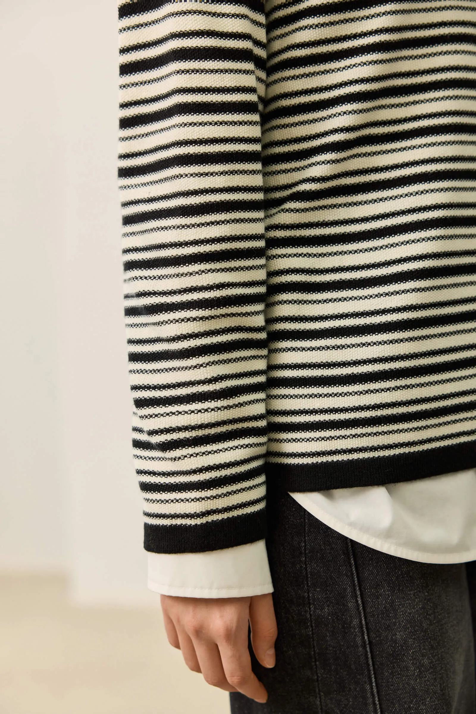 LILY Color-Block Fine Stripe Sweater