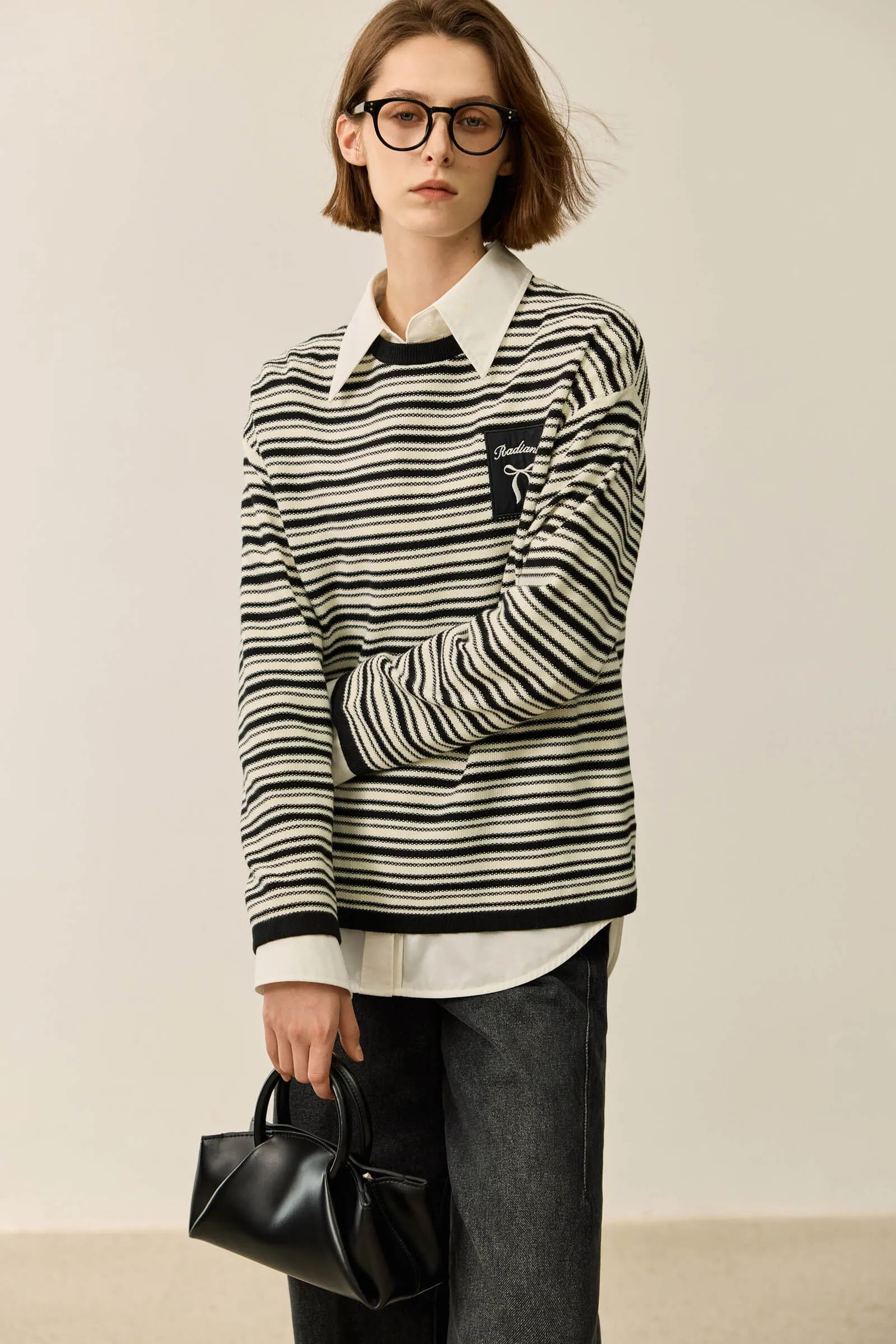 LILY Color-Block Fine Stripe Sweater