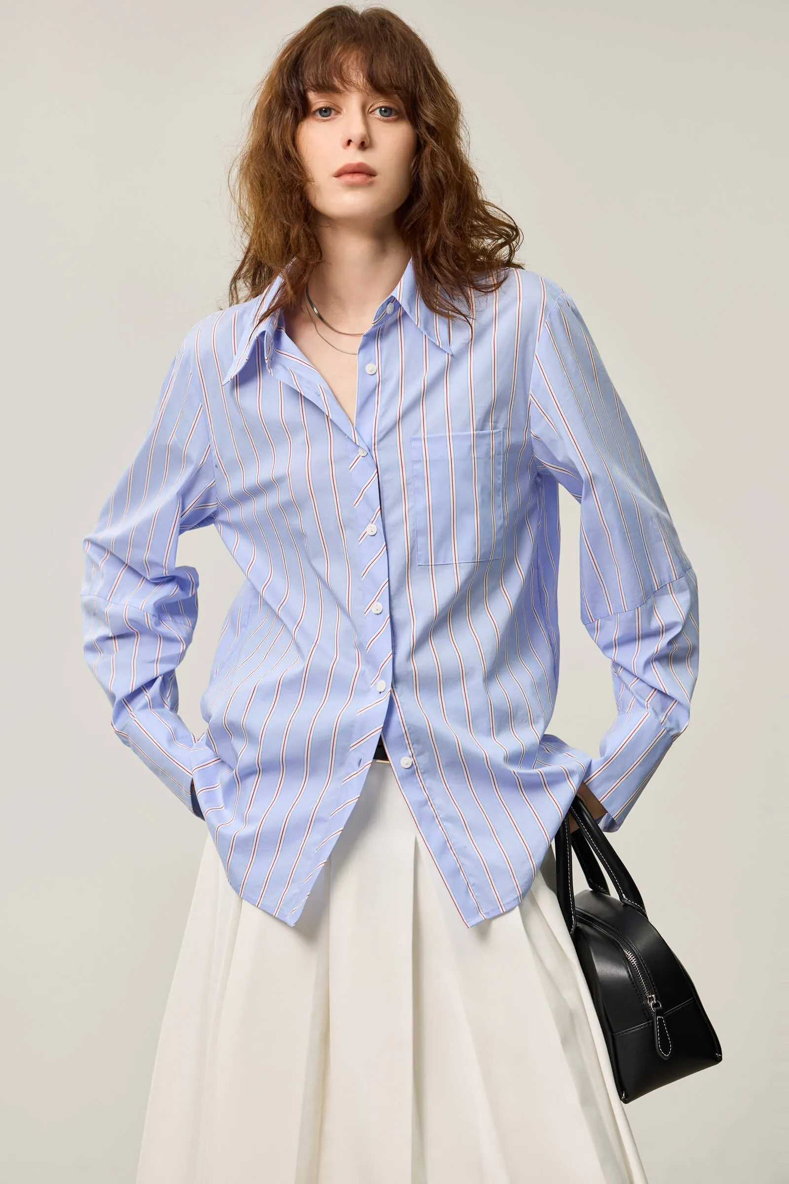 LILY Dopamine Loose Striped Shirt