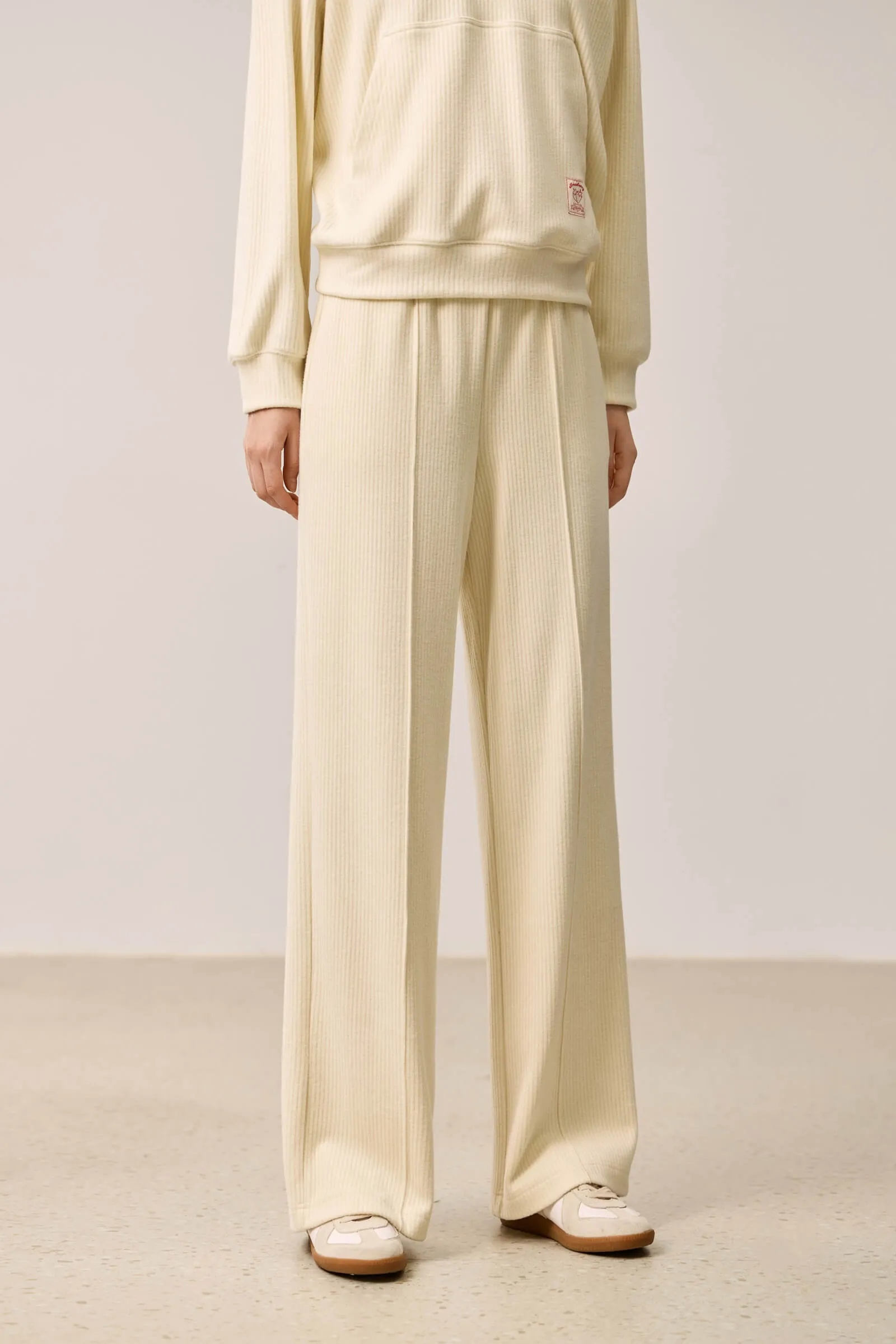 LILY Elastic Waist High-Stretch Knit Wide-Leg Pants