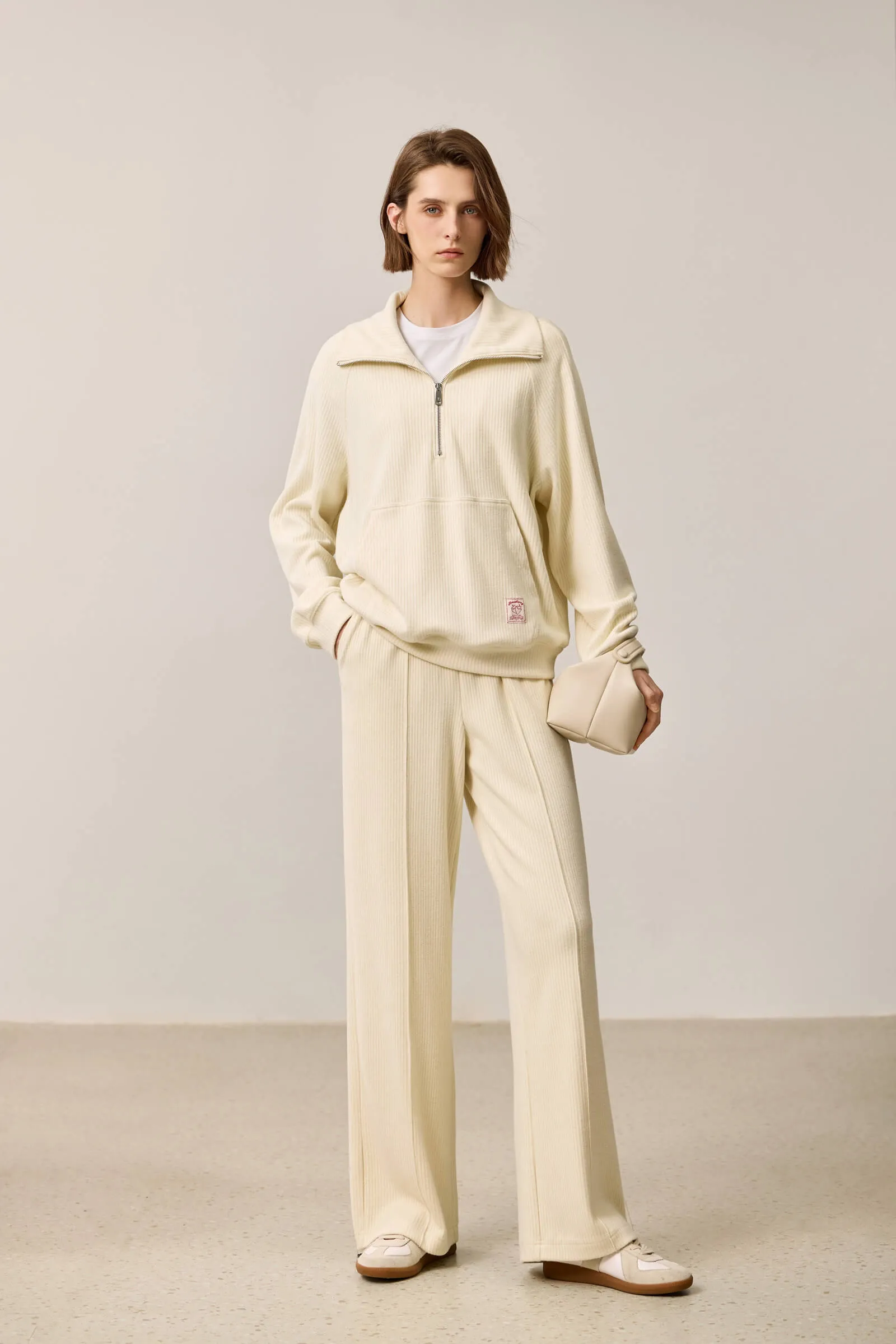 LILY Elastic Waist High-Stretch Knit Wide-Leg Pants