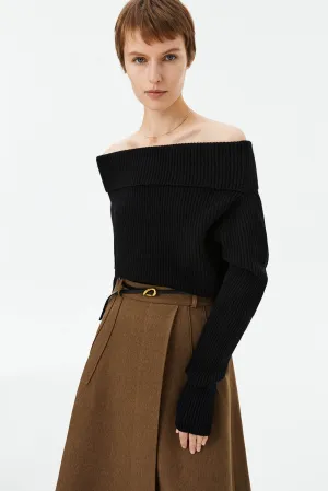 LILY Full Wool One-Shoulder Sweater