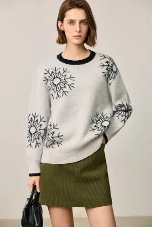 LILY Snowflake Pullover Crewneck Sweater