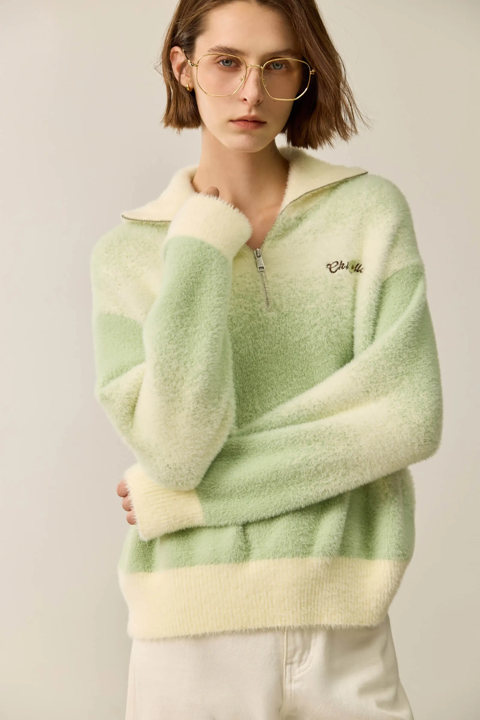 LILY Soothing Gradient Green Sweater