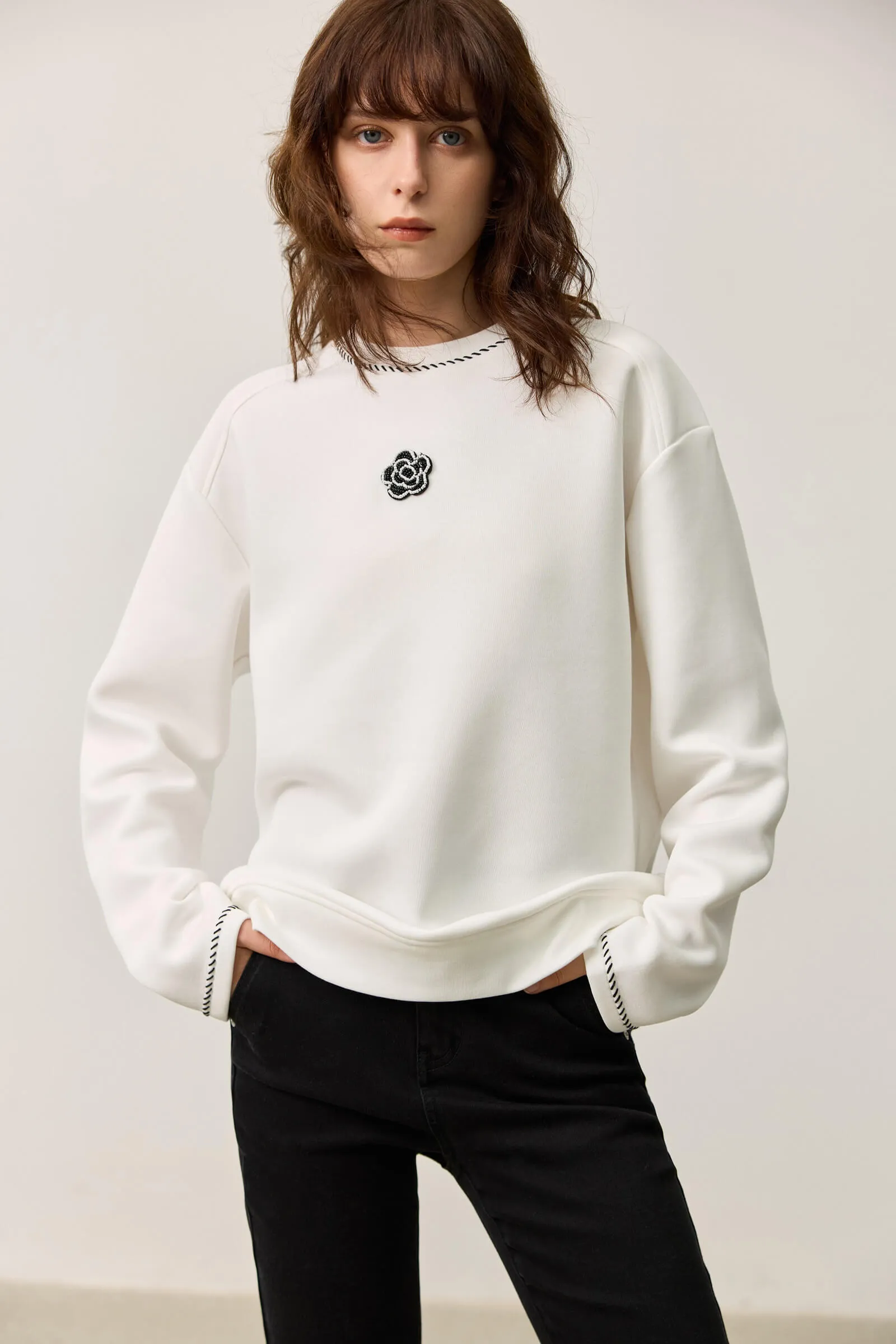 LILY Vintage Camellia Long Sleeve Sweatshirt