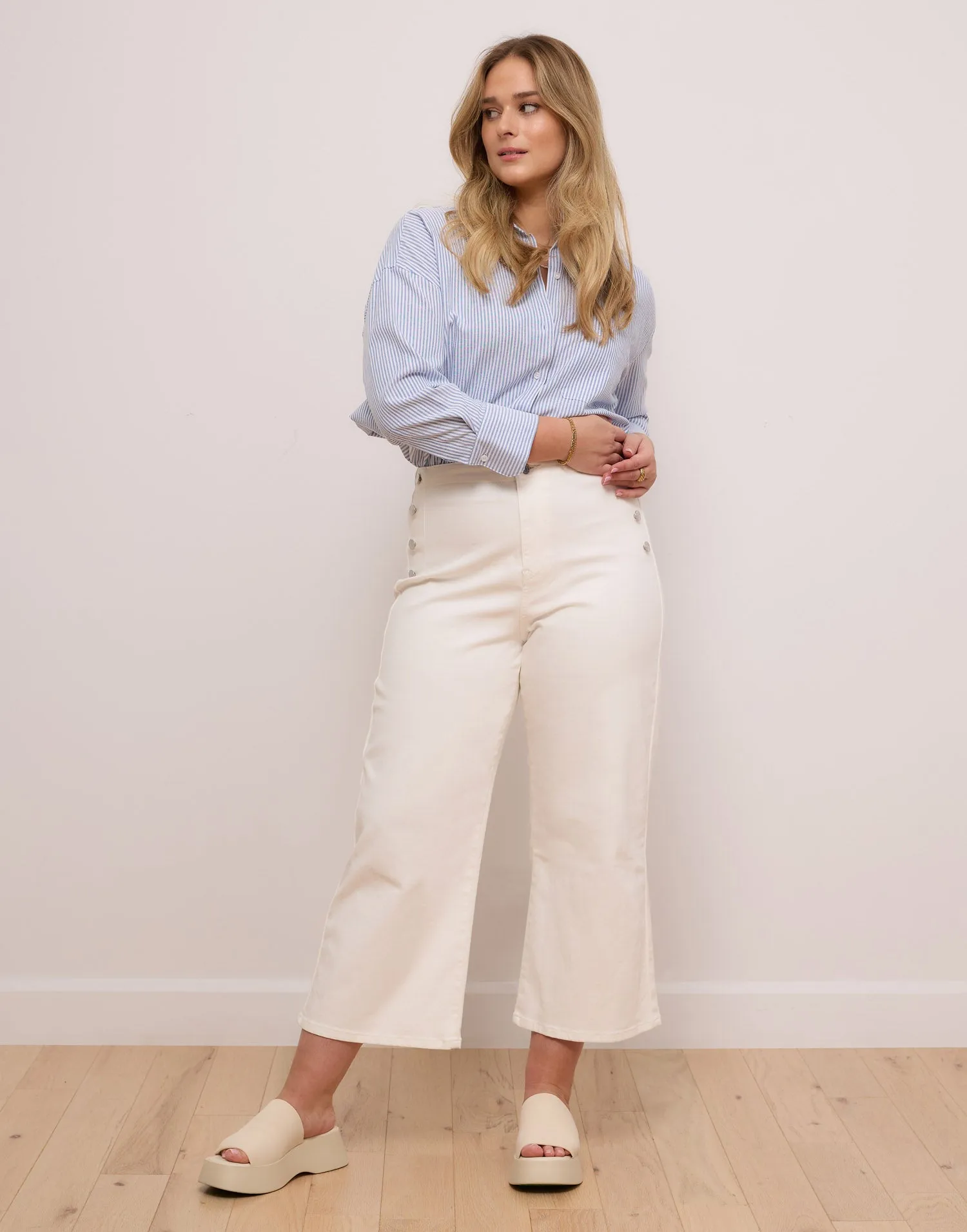 LILY WIDE LEG JEANS / PEARL WHITE