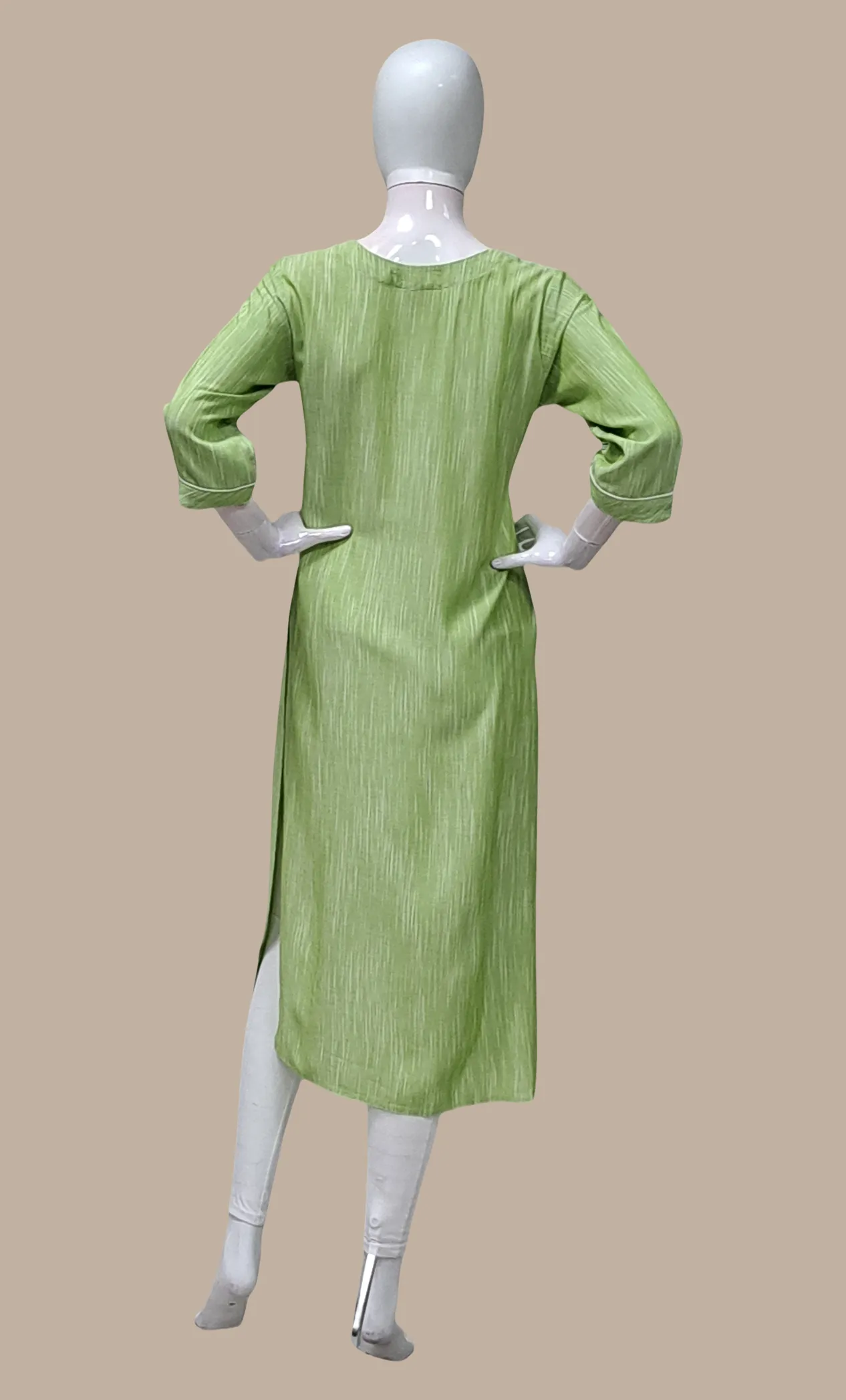 Lime Green Embroidered Kurti Top