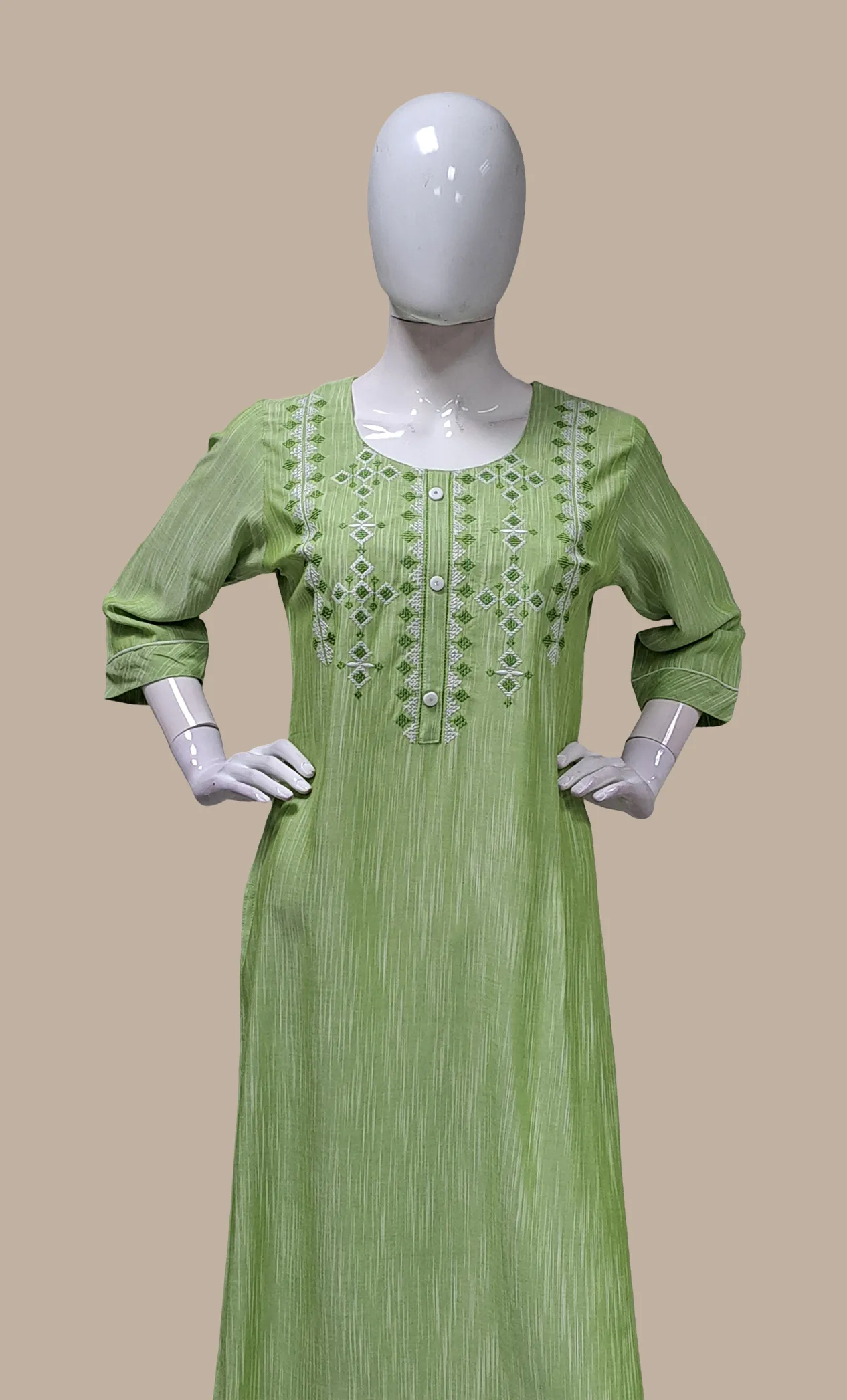 Lime Green Embroidered Kurti Top