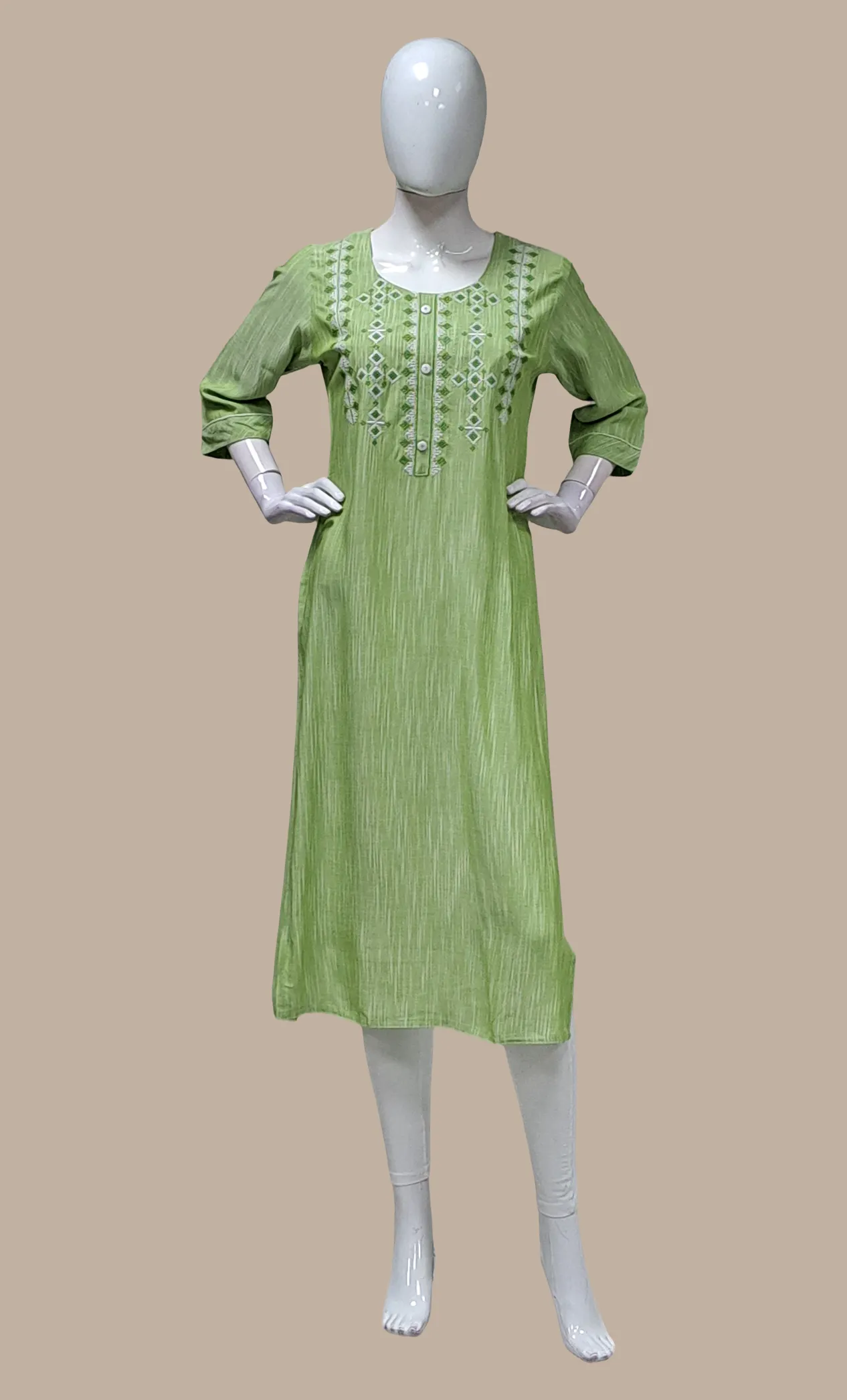 Lime Green Embroidered Kurti Top