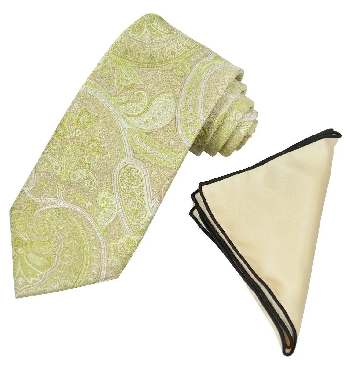 Lime Green Paisley Men's Tie and Pocket Square