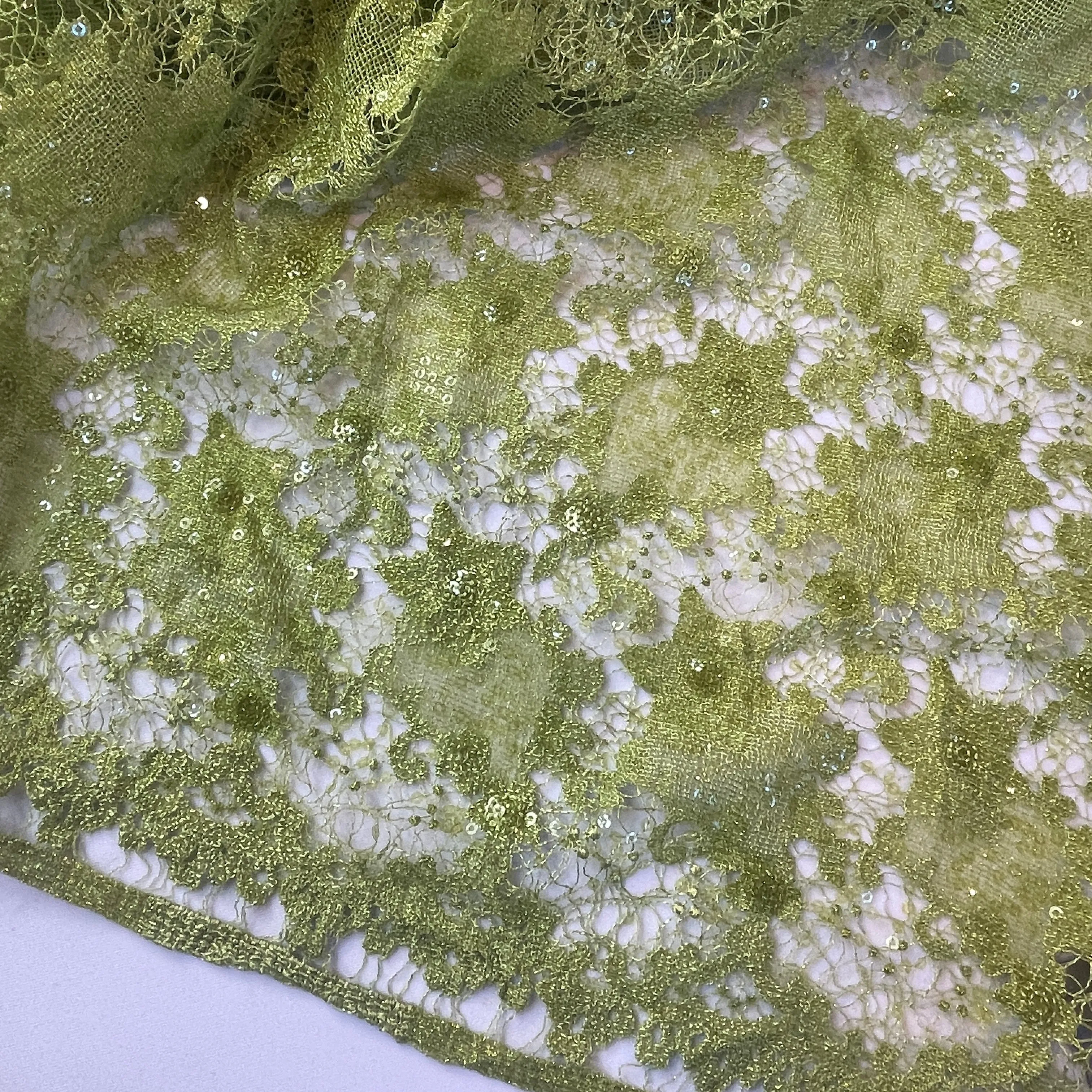 Lime splice French Sequin Lace